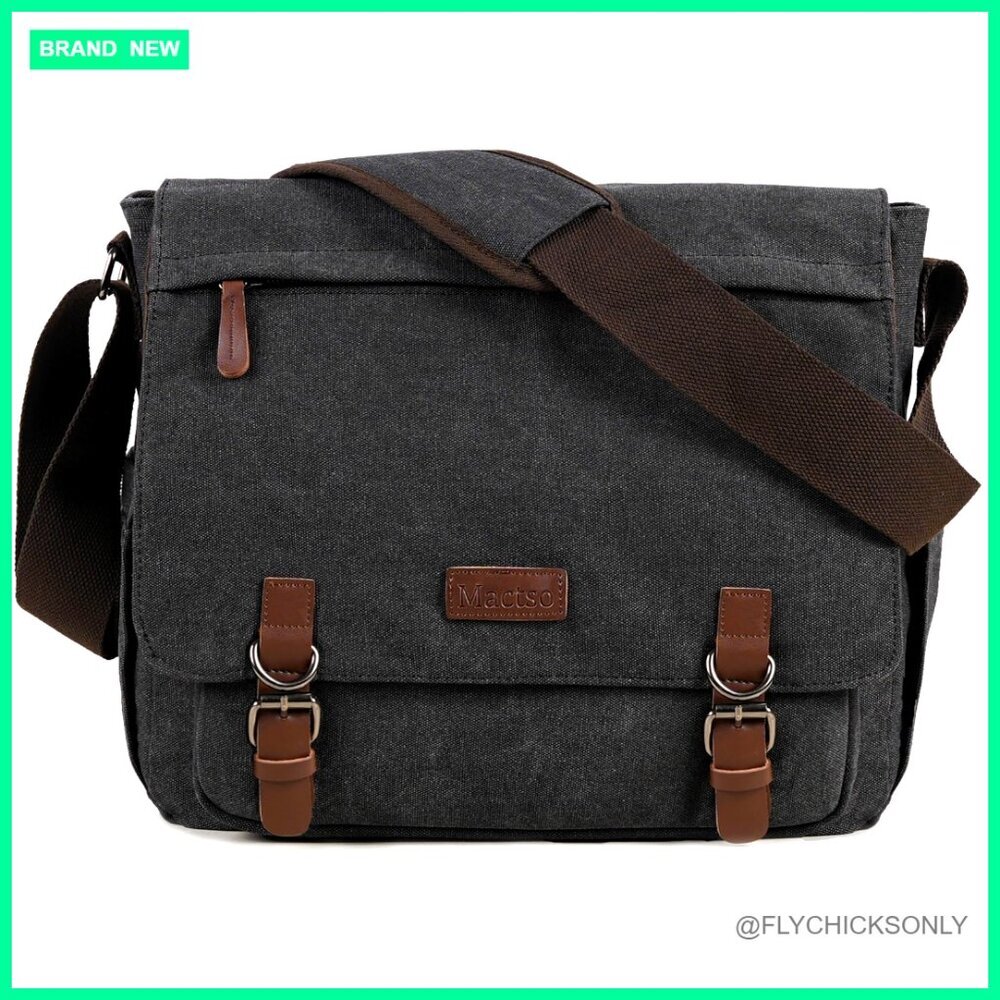 15.6 Inch Laptop Messenger Bag Canvas Vintage Shoulder Satchel